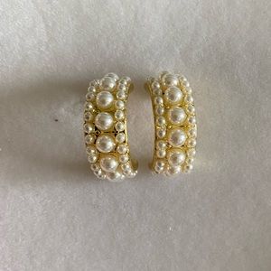 Gold plated pearl hoop earrings
